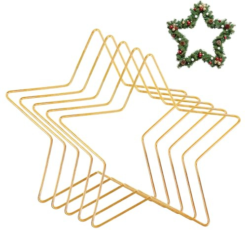 5er-Pack Metallringe zum Basteln Metall Stern mit 20 cm Durchmesser(Gold) | Hängende Metallsterne Fenster Deko, Geeignet für Feiertagsdekorationen, Hochzeitsdekorationen, DIY-Traumfänger