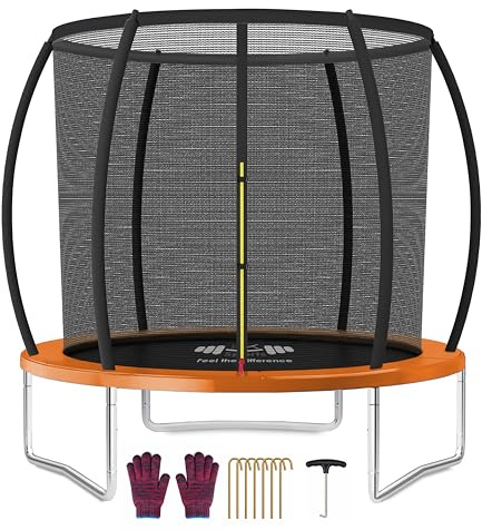 FK Sports Outdoor Trampoline 6FT/8FT/10FT/12FT Rebounder Trampolines for Toddlers, Kids & Adults with Safety Enclosure Net, Anti-tear, UV-Proof Pad, Exercise & Fitness (6ft Trampoline Without Ladder)