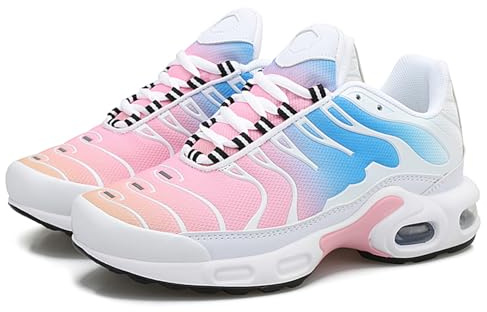 TBJ Unisex Air Schuhe leichte Laufschuhe Turnschuhe mit Luftpolster Atmungsaktiv rutschfeste Walkingschuhe Tennisschuhe Basketballschuhe Sportschuhe Sneaker Damen Shoes Regenbogen EU 38