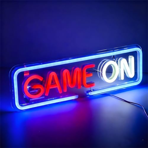 Ouitble Señales de Neón de Juego USB Colorido LED Gaming Neon Sala para Decoración de la Pared Juego Inmobiliario en Luz con Gancho para la Sala de Juegos Bar Dormitorio