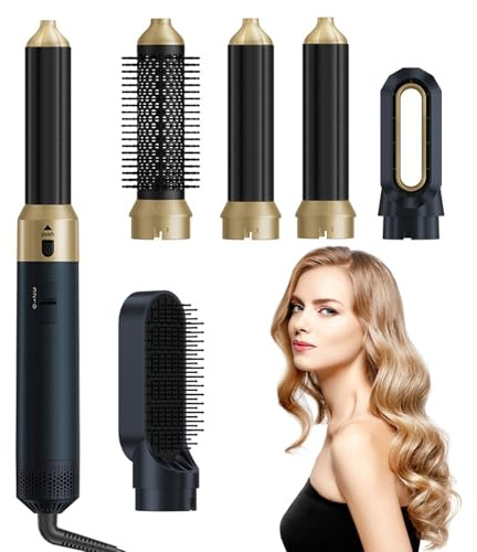 Journeyside Cepillo Secador de Pelo 5 en 1, 1000W Cepillo de Aire Caliente Multifunción,Air Styler Set, Hairstyler Cepillo Alisador 3 Niveles deTemperatura para Volumen, Alisa, Seco,Azul