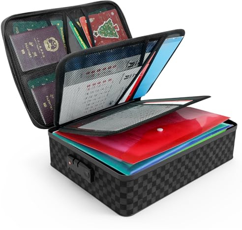 Delixike Porte-documents avec serrure - Boîte de rangement étanche pour documents, organiseur de dossiers, porte-documents avec serrure à combinaison - Mallette portable pour le bureau, la maison et