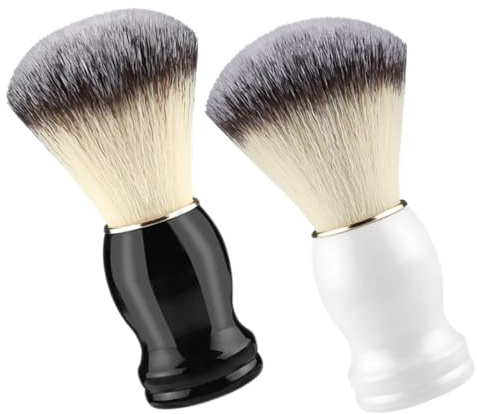 Brocha de Afeitar para Bigote, 2 Piezas, Pp y Fibra, para Hombre | Cabezal Blando, Fácil de Limpiar, Uso Multifuncional, para Barbería y Peluquería, Diseño Único