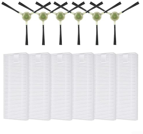 DAZZLEEX Kit de repuesto de 6 filtros y 6 cepillos laterales para robot aspirador Lefant M330 M330 Pro, soporta superficies de aire y alfombras más limpias