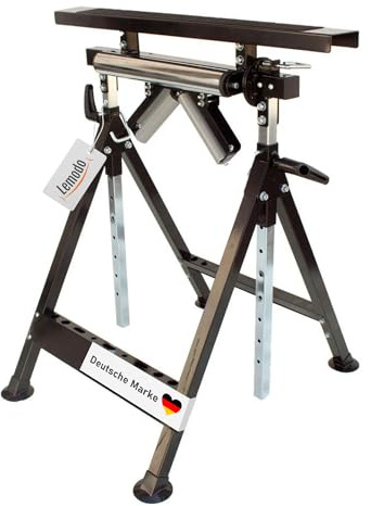 Lemodo Multifunktions Arbeitsbock, 4 Funktionen, V Rollenbock höhenverstellbar 83-129 cm, Klappbock, Montagebock klappbar, Kugelauflage, Gestell aus Stahl, ideal für Montage, Sägen, Fräsen (2 Stück)