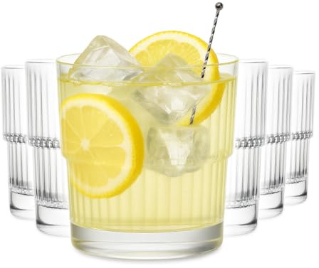 MUVELL 6er Tumbler Gläser Set „Norway“ - 340 ml Trinkgläser & Wassergläser - 3 mm Glasstärke, Kristallklar & spülmaschinenfest - stabile Cocktailgläser & Whiskygläser - Geschenkset