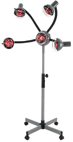 Friseur Trockenhaube 5 Kopf Infrarot Friseur Salon Wärmelampe 40-80°C Haartrockner Dauerwelle Trockner Höhe bis 112-136cm Mobil Standfuß trockenhauben für haar