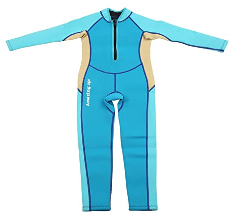 SPYMINNPOO Combinaison de Plongée en Néoprène pour Enfants, Combinaison de Plongée à Manches Longues de 2,5 Mm, Tissu élastique pour Garçons et Filles, Surf, en Apnée avec Fermeture éclair au Dos