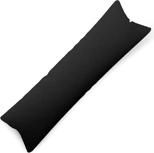 PinkZebra Muselina orgánica de 40 x 120 cm, funda de almohada lateral 100% algodón, funda de cojín con cremallera, fabricada en la UE, color negro