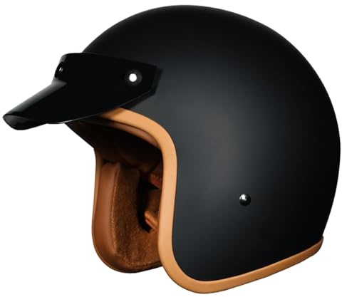 Casco Moto Jet E Demi-Jet Aperto Casco Scooter Caschi Vintage Elmetto Da Moto 3/4 Per Donna E Uomo DOTECE Omologato Mezzo Casco Da Motociclista Caschi Cromwell Scodella M,L:59-60CM