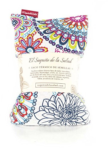 Saco Térmico de Semillas para microondas Aroma Lavanda, Azahar o Romero para aplicar Calor seco Natural con funda lavable Flores Multicolor (Lavanda, M (50 x 15 CM))