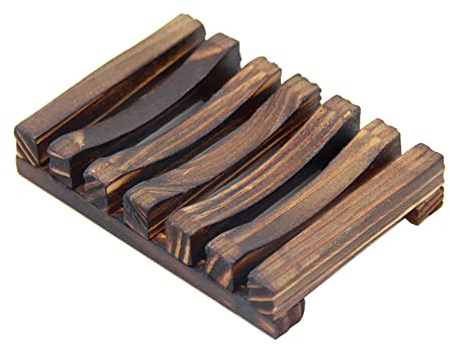 JIHUOO 2 Stücke Natürliche Hölzerne Seifenschale Badezimmer Seifenhalter Seifenkiste Seifen Box Holz Seifen Tablett für Badezimmer Dunkelbraun