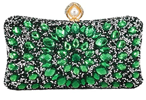 Boutique De FGG Perlenverschluss Kristall Clutch Taschen für Damen Abendtaschen Hochzeitsfeier Strass Clutch Handtasche,Mini