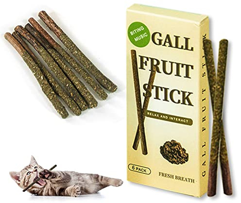 LYEAA 6 Stück/Box Natürliche Katzenminze/Galle Obststab Katzenminze Silvervine Mischung Katze Molar Kauspielzeug Kätzchen Zähne Reinigung Snack