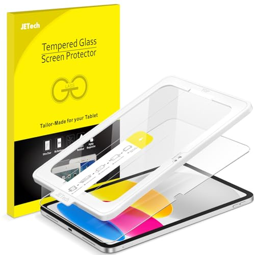 JETech Ein-Schritt-Installation Schutzfolie für iPad (A16) 11./10. Gen | Für 2025/2022 Modell, Automatische Ausrichtung, HD Klar, Gehärtetes Glas, Blasenfreie Anwendung