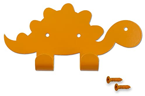 keypak Kids Dinosaur Double Coat Hooks, Orange Stegosaurus