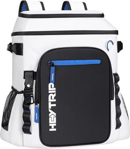 Heytrip Kühlrucksack 54 Dosen, isolierte Kühltasche, hält 20 Stunden gefriert, wasserdicht & auslaufsicher, Kühler mit mehreren Fächern (weiß)