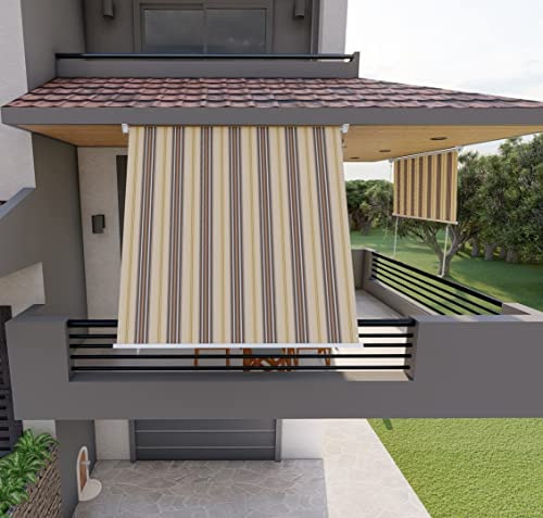 Tenda da sole per balcone con bracci, impermeabile 200cm Beige Marrone Golisa