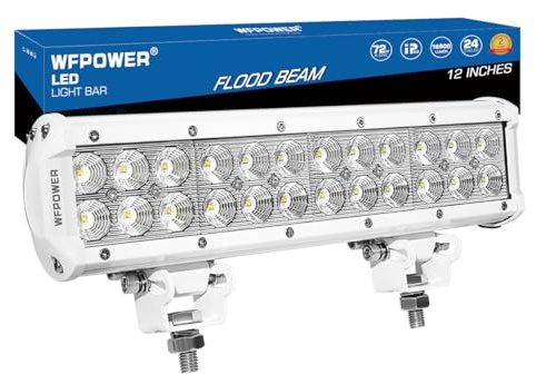 WFPOWER 12 Inch LED Light bar, High-end Super Bright 72W Flood Marine Light Bar White LED Light Bar for Boat Deck Dock, Waterproof IP68 LED Bar Lights 12V 24V Offroad Light Bar for Trucks SUV 4x4