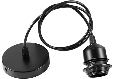 Niviy Suspension Luminaire Noir avec Cable de 100 cm 1pcs | E27 Porte Lampe Suspension Douille e27 avec Fixation Plafonnier Accessoire Suspension pour Cuisine Bar Café