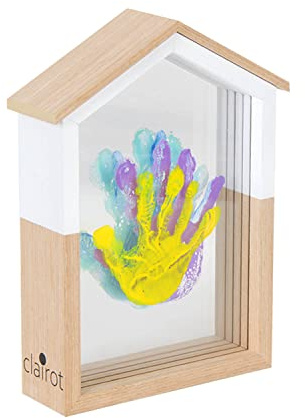 yelloo Kit impronte mani piedi bambino bambina e famiglia mamma e papà originale idea regalo nascita souvenir cornice legno 4 colori