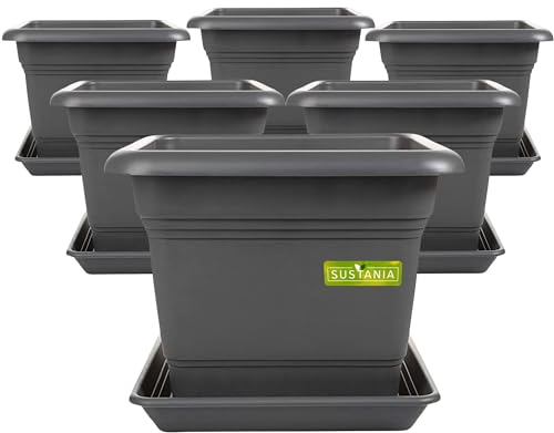 2friends Sustania Grand bac à Plantes 48x48 pour l'extérieur, Lot de 6 - Pot de Fleurs & Pot de Plantes Premium résistant aux intempéries, Cache-Pot idéal avec Drainage, Jardin-terrasse