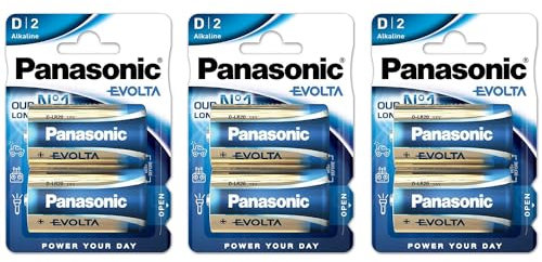 PANASONIC Lot de 3 Blisters de 2 Piles Evolta D Mono LR20-1,5 V