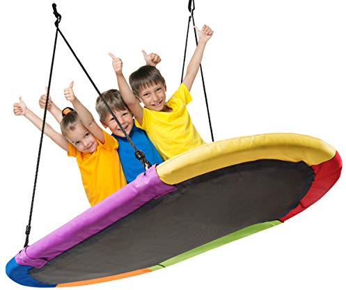 COSTWAY Nestschaukel oval, Outdoor Schaukel bis 300 kg belastbar, Kinderschaukel mit 120-180 cm verstellbarem Seil, Baumschaukel, Hängeschaukel für Kinder & Erwachsene