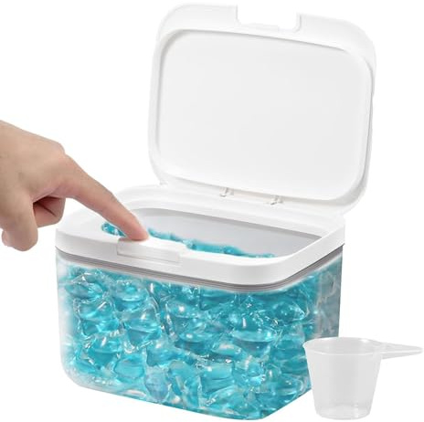 SVCEQZE Aufbewahrungsbox für Waschmittel mit Deckel, Pop-Up-Aufbewahrungsbox für Wäscheflüssigkeit | 2,8 l Pop-up-Spenderbox für saubere Trocknerblätter, Reinigungsmittelkapseln,Transparenter Spender
