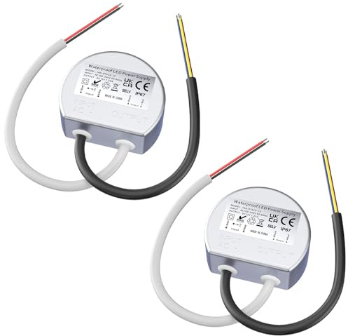 Noobibaba LED Trafo 12V Mini Trafo 230V auf 12V Netzteil 15W IP67 2er-Pack