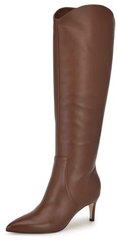 Nine West Botas altas Sirena para mujer, Cuero marrón medio 210, 38 EU