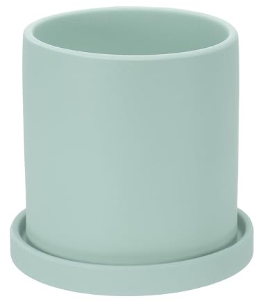 PATIKIL Keramik-Blumentöpfe, 12,7 cm, moderne Blumentöpfe mit Drainagelöchern und Tablett zum Dekorieren von Zimmerpflanzen, Sukkulenten, Kräuter, Blau