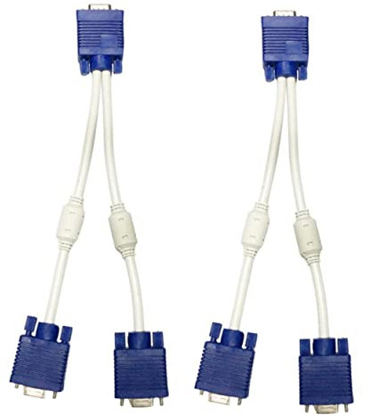 Yardenfun 2pezzi Splitter Adattatore Video Per Monitor Design e Stabile Per Duplicazione Affidabilità e Facile Installazione