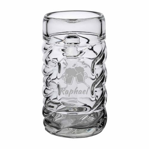 LUXENTU Diamond Maßkrug mit Gravur, Biermotiv, 1,0 l, 1 Stück | Personalisierter Henkelkrug mit Einschenklinie, Geschenk für Bierliebhaber & zum Geburtstag, Spülmaschinenfest