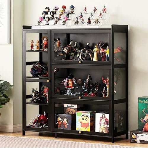 ZJGFCB Vitrine Mit Glastür, Antiker Schrank, Natürlicher Bambusrahmen, Schrank Mit Acryl-schranktür, Figurenvitrine, Sammlungsvitrine(Size:L100*W33*H111cm)