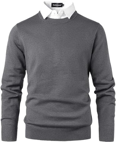 Harbrosrce 2 in 1 Maglioni per Uomo Pullover con Camicie Finte Collare Jumper Maglione Lavorato