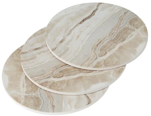 Lot de 3 dessous de plat en céramique de 20,3 cm – Style marbre résistant à la chaleur, maniques pour cuisine, comptoir, table
