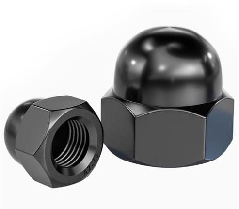 WUHUOOH 3/8-16 Black Acorn Cap Nuts, Acorn Nut Stainless Steel 18-8(304), 10Pcs-Pack