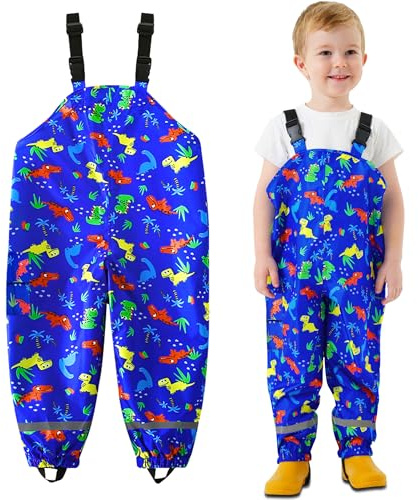 JinBei Salopette de Pluie Garçon Imperméable Pantalon, 6 Ans, Bleu Foncé