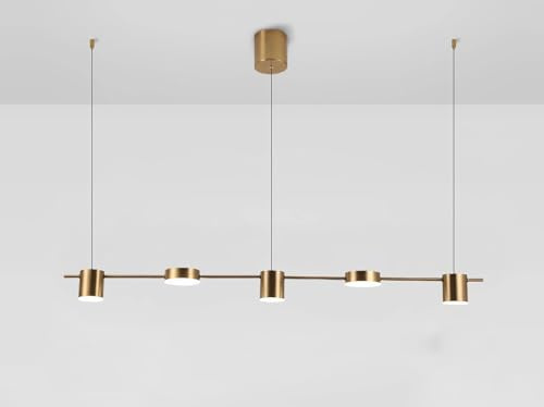 IWANTDO Modern Esszimmerlampe LED Hängeleuchte 3 Farbe Dimmbar Pendelleuchte Höhenverstellbar für Esszimmer Küche Bar Büro Lampe BD425 Kronleuchter Esstisch Leuchte (Gold, 5 Lichter)