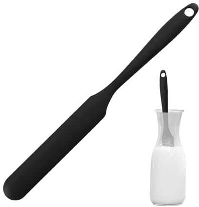 Silikon Spatel, Teigschaber Klein Schmal Spatel Küche Messer Silikon Schaber, Einteiliger Silikonspachtel Kuchen Butter Rührspachtel Backwerkzeug Silikonschaber (Schwarz)