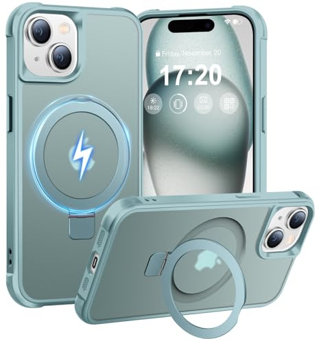 BENTIACC Hülle für iPhone 15 mit Magnet Ständer, Seeblau