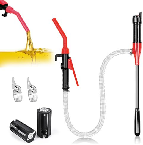 GuKKK Elektrische Transferpumpe, Elektrische Überlaufpumpe, tragbarer Siphon, Benzinpumpe, Gas, 2,4 GPM (Rot)