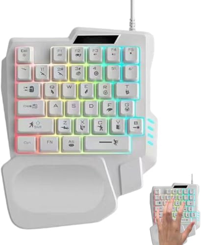 Enhandstangentbord, mekaniskt speltangentbord - enhandstangentbord för mobil dator | Bärbar surfplatta spel litet tangentbord med RGB- för telefon, dator, bärbar dator