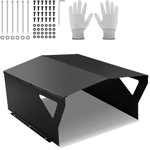 Yakimz Garage pour robot tondeuse, abri de voiture, toit pour robot tondeuse, tôle galvanisée, garage, maison de pluie pour robot tondeuse avec barre de support, noir