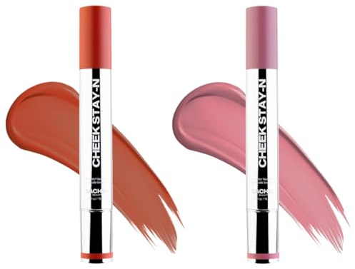 Sacheu Cheek Stay-N Liquid Blush For Cheeks — Blush Liquide Haute Pigmentation Crème Hydratant Et Longue Tenue, Fini Lumineux Et Naturel, Sugar & Spice Duo