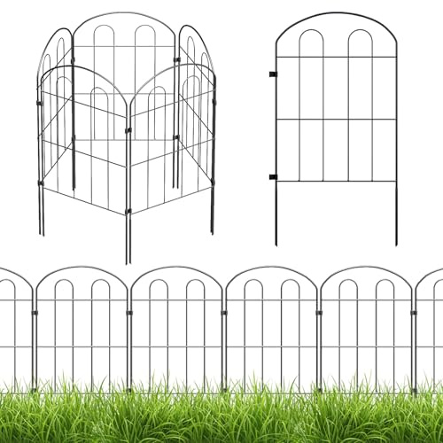 The Fellie Metal Garden Fence 10 Panels, Decorative Garden Fence Borders for Flower Bed、Backyard、Patio, Rustproof Outdoor Fence Dog Animal Barrier, 32 * 62 CM