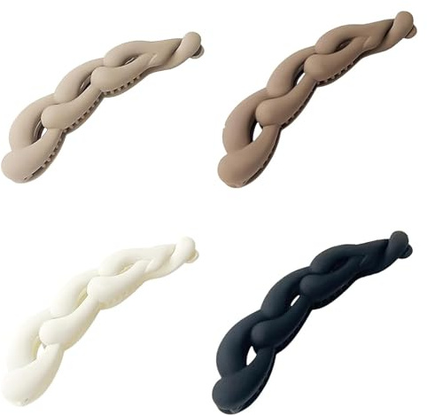 WUBAYI Paquete de 4 clips de banana vintage, accesorios para el cabello para mujer, pinzas de plátano (blanco lechoso, latte, negro, café claro)