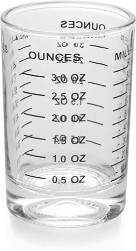 NLnnmuzh 90ml Glass Measuring Cup with Dual Scales (ml,oz),Round Clear Heavy Shot Glasses Measuring Cup,Espresso Shot Glass for Kitchen Ingredients,Milk,Beverages,Espresso (Black)