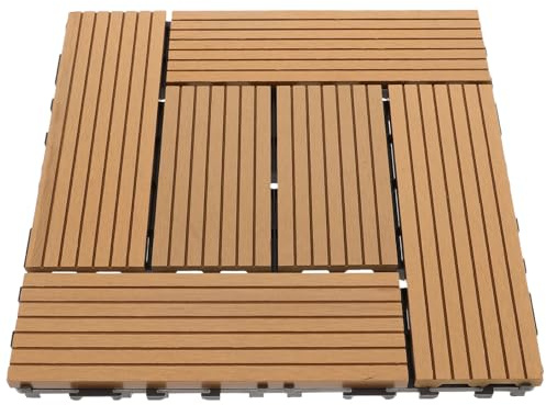 GRIRIW Piastrella Pavimento Esterno Effetto Legno in Plastica Antimacchia Resistente Agli Agenti Atmosferici per Balcone Patio e Giardino Facile Manutenzione